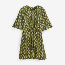 Load image into Gallery viewer, Green Snake Print Next Twist Front Mini Dress