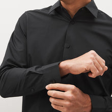 Load image into Gallery viewer, Black Regular Fit Easy Care Single Cuff Shirt