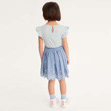 Load image into Gallery viewer, Blue Floral Embroidered Skirt Dress (3-12yrs)