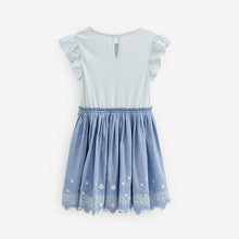 Load image into Gallery viewer, Blue Floral Embroidered Skirt Dress (3-12yrs)