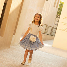Load image into Gallery viewer, Blue Floral Embroidered Skirt Dress (3-12yrs)