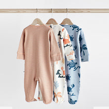Load image into Gallery viewer, Blue/Orange Baby Sleepsuits 3 Pack (0-2yrs)