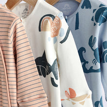 Load image into Gallery viewer, Blue/Orange Baby Sleepsuits 3 Pack (0-2yrs)