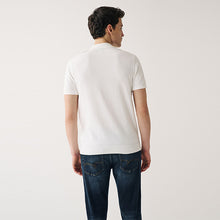 Load image into Gallery viewer, White/Green Knitted Stripe Polo Shirt