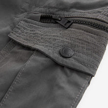 Load image into Gallery viewer, Charcoal Grey Long Length Belted Cargo Shorts