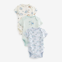 Load image into Gallery viewer, Pale Blue Baby Short Sleeves Bodysuit 3 Pack (0-18mths)