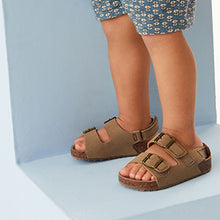 Load image into Gallery viewer, Stone Cream Cushioned Footbed Double Buckle Touch Fastening Corkbed Sandals (Younger Boys)
