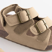 Load image into Gallery viewer, Stone Cream Cushioned Footbed Double Buckle Touch Fastening Corkbed Sandals (Younger Boys)