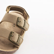 Load image into Gallery viewer, Stone Cream Cushioned Footbed Double Buckle Touch Fastening Corkbed Sandals (Younger Boys)