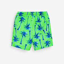 Load image into Gallery viewer, Fluro Green Palm Tree Swim Shorts (3-12yrs)