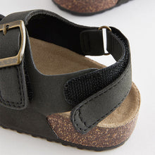 Load image into Gallery viewer, Black Cushioned Footbed Double Buckle Touch Fastening Corkbed Sandals (Younger Boys)