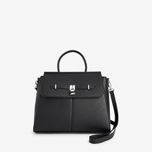 Load image into Gallery viewer, Black Formal Lock Detail Tote Bag