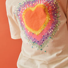 Load image into Gallery viewer, Ecru White Sequin Tie Dye Heart T-Shirt (3-12yrs)