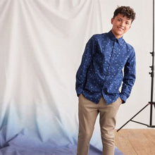 Load image into Gallery viewer, Navy Blue Long Sleeve Smart Printed Shirt (3-12yrs)