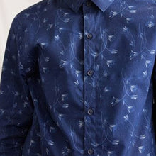 Load image into Gallery viewer, Navy Blue Long Sleeve Smart Printed Shirt (3-12yrs)