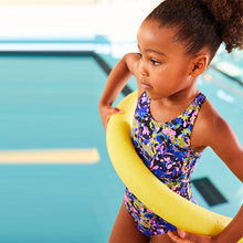 Load image into Gallery viewer, Pink/Black Marble Sports Cross-Back Swimsuit (3-12yrs)
