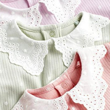 Load image into Gallery viewer, Multi Pastel Baby Collared Sleepsuits 3 Pack (0mths-18mths)