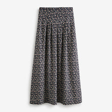 Load image into Gallery viewer, Navy Blue Ditsy Pleat Front Detail Maxi Skirt