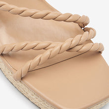 Load image into Gallery viewer, Nude Forever Comfort® Twist Strap Detail Square Toe Wedge Sandals