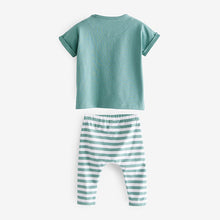 Load image into Gallery viewer, Teal Blue Lion 2 Piece Baby T-Shirt And Leggings Set (0-18mths)