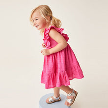 Load image into Gallery viewer, Pink Jersey Woven Mix Embroidered Dress (3mths-6yrs)