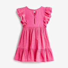 Load image into Gallery viewer, Pink Jersey Woven Mix Embroidered Dress (3mths-6yrs)