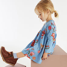 Load image into Gallery viewer, Blue Long Sleeve Jersey Dress (3mths-6yrs)