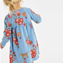 Load image into Gallery viewer, Blue Long Sleeve Jersey Dress (3mths-6yrs)