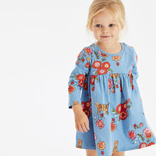 Load image into Gallery viewer, Blue Long Sleeve Jersey Dress (3mths-6yrs)