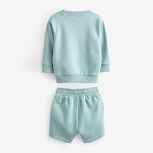 Load image into Gallery viewer, Teal Blue Sweatshirt and Shorts Set (3mths-6yrs)