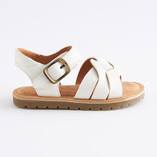 Load image into Gallery viewer, White Leather Woven Ankle Strap Sandal (Younger Girls)