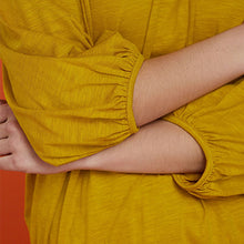 Load image into Gallery viewer, Ochre Yellow Long Sleeve Scoop Neck Blouse