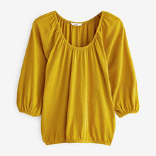 Load image into Gallery viewer, Ochre Yellow Long Sleeve Scoop Neck Blouse
