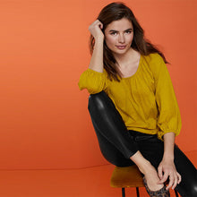 Load image into Gallery viewer, Ochre Yellow Long Sleeve Scoop Neck Blouse