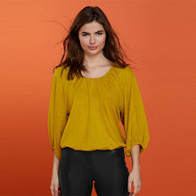 Load image into Gallery viewer, Ochre Yellow Long Sleeve Scoop Neck Blouse