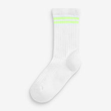 Load image into Gallery viewer, White Cotton Rich Fluro Rib Cushioned Sole Ankle Sports Socks 3 Pack (Older Girls)