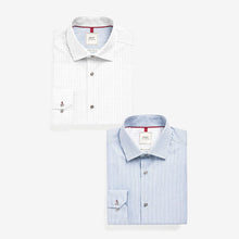 Load image into Gallery viewer, Green Print / White Stripe Trimmed Shirts 2 Pack