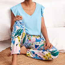 Load image into Gallery viewer, Blue Floral Cotton Pyjamas