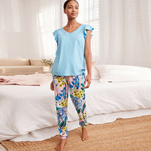 Load image into Gallery viewer, Blue Floral Cotton Pyjamas