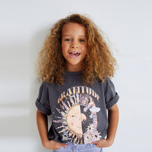 Load image into Gallery viewer, Charcoal Grey/Purple Oversized Graphic T-Shirt (3-12yrs)