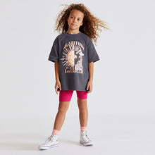 Load image into Gallery viewer, Charcoal Grey/Purple Oversized Graphic T-Shirt (3-12yrs)