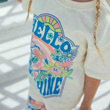 Load image into Gallery viewer, Ecru Cream/Pink Floral Print T-Shirt And Cycling Shorts Set (3-12yrs)