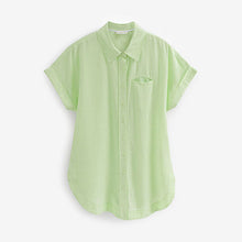 Load image into Gallery viewer, Green Short Sleeve Shirt With Linen