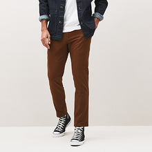 Load image into Gallery viewer, Rust Brown Slim Fit Stretch Chino Trousers