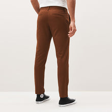 Load image into Gallery viewer, Rust Brown Slim Fit Stretch Chino Trousers