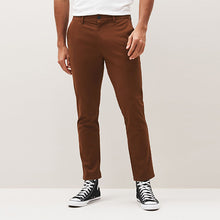 Load image into Gallery viewer, Rust Brown Slim Fit Stretch Chino Trousers