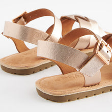 Load image into Gallery viewer, Rose Gold Woven Leather Sandals (Older Girls)