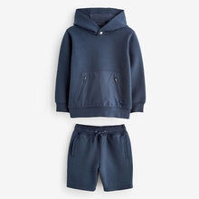 Load image into Gallery viewer, Navy Textured Utility Hoodie and Shorts Set (3-12yrs)