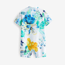 Load image into Gallery viewer, Blue /Ecru White Floral Sunsafe Swim Suit (3mths-5yrs)