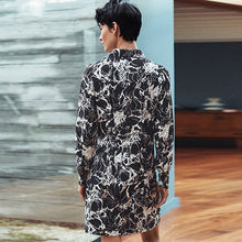 Load image into Gallery viewer, Black Marble Long Sleeve Button Through Mini Shirt Dress